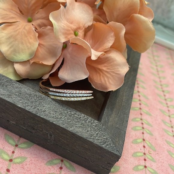 JBloom Dainty Cuff Bracelet with Rhinestones - Picture 4 of 4